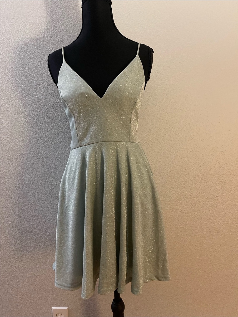 Windsor Sparkle Mint Spaghetti-Strap Mini Dress